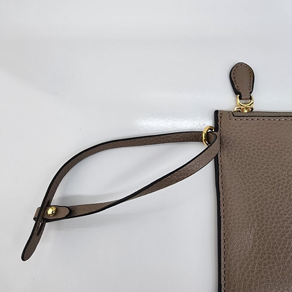 Ralph Lauren RLL Wristlet Taupe Pebbled Faux Leather Clutch Zip 8x5 Slight Flaws - Picture 8 of 12